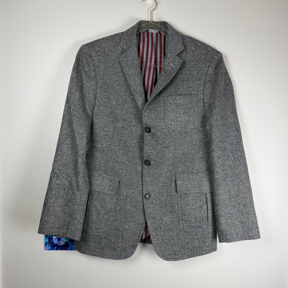 Billy Reid Men’s Gray Tweed Blazer Speckled Wool Academia Sport Coat Classic 40L